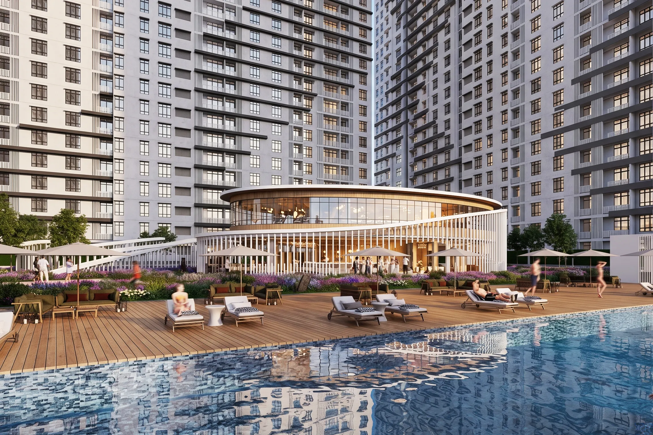 Official artist’s impression of the pool and leisure deck at Puteri Residences
